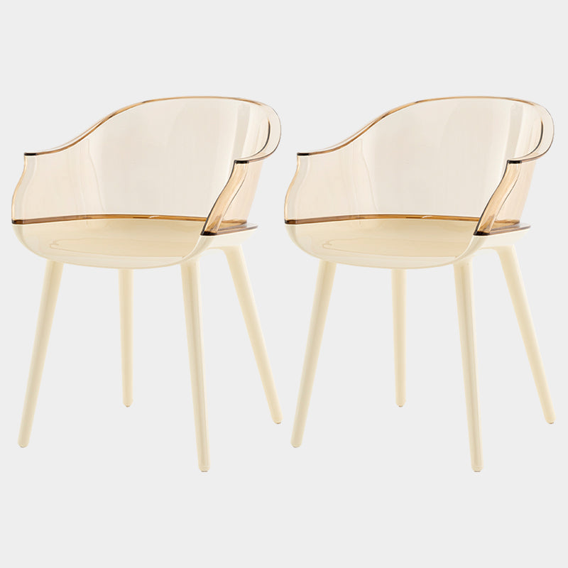 Contemporary Plastic Indoor-Outdoor Chair of 23'' Wide Dining Arm Chair Brown White Set of 2 Clearhalo ' kitchen&dining_furn' 'Dining Chairs' 'Dining Tables & Seating' 'dining_chair' 'Furniture' 'furniture_dining_chair' 'Kitchen & Dining Furniture' 'kitchen' 3522299