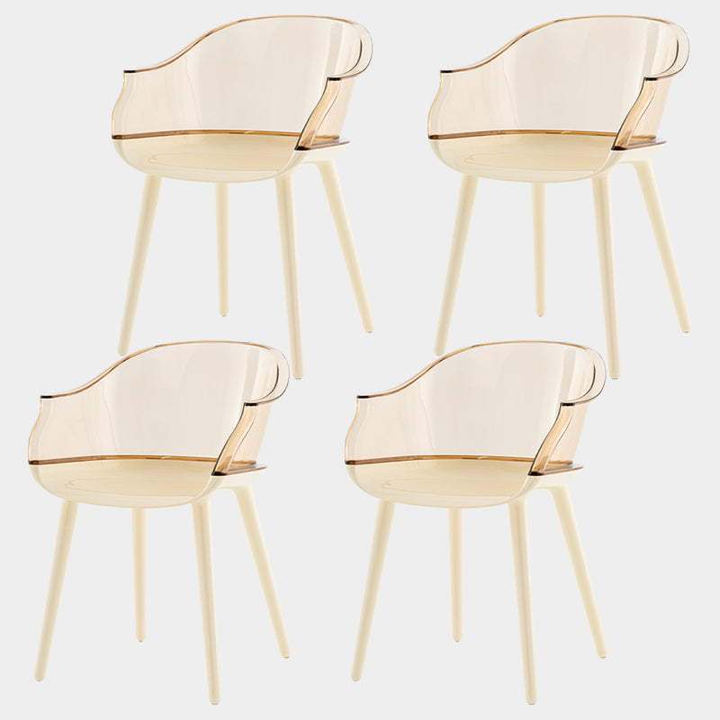 Contemporary Plastic Indoor-Outdoor Chair of 23'' Wide Dining Arm Chair Brown White Set of 4 Clearhalo ' kitchen&dining_furn' 'Dining Chairs' 'Dining Tables & Seating' 'dining_chair' 'Furniture' 'furniture_dining_chair' 'Kitchen & Dining Furniture' 'kitchen' 3522300