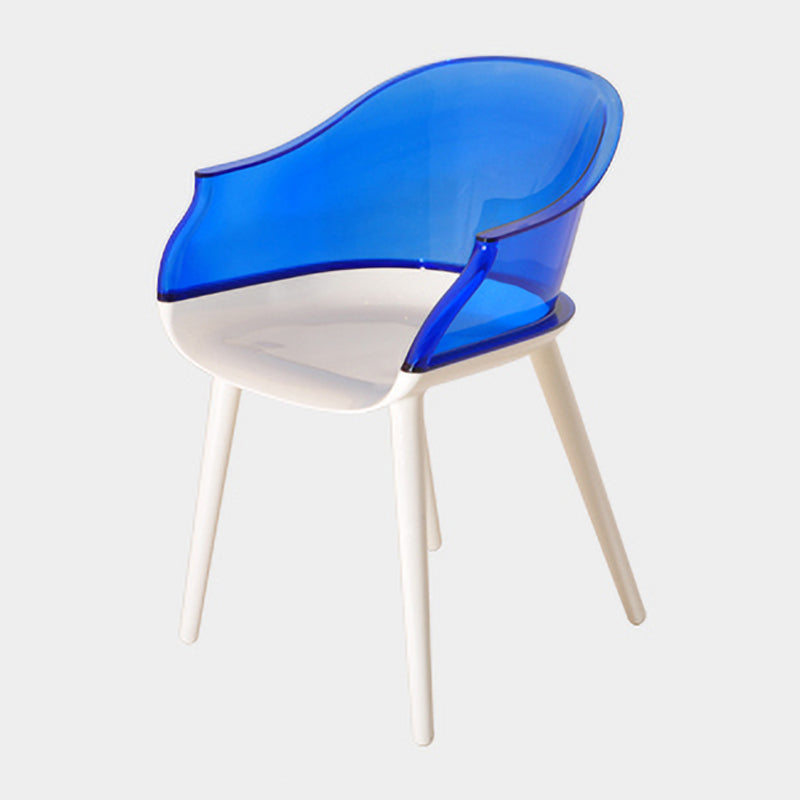Contemporary Plastic Indoor-Outdoor Chair of 23'' Wide Dining Arm Chair Blue White 1 Piece Clearhalo ' kitchen&dining_furn' 'Dining Chairs' 'Dining Tables & Seating' 'dining_chair' 'Furniture' 'furniture_dining_chair' 'Kitchen & Dining Furniture' 'kitchen' 3522301