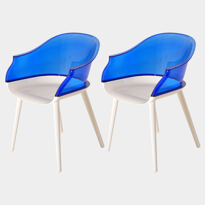 Contemporary Plastic Indoor-Outdoor Chair of 23'' Wide Dining Arm Chair Blue White Set of 2 Clearhalo ' kitchen&dining_furn' 'Dining Chairs' 'Dining Tables & Seating' 'dining_chair' 'Furniture' 'furniture_dining_chair' 'Kitchen & Dining Furniture' 'kitchen' 3522302
