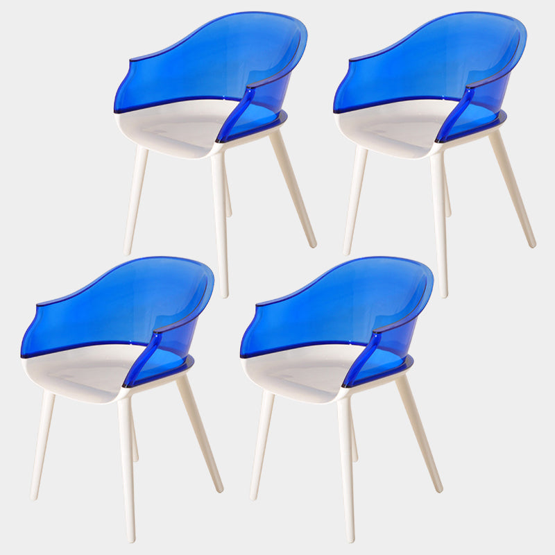 Contemporary Plastic Indoor-Outdoor Chair of 23'' Wide Dining Arm Chair Blue White Set of 4 Clearhalo ' kitchen&dining_furn' 'Dining Chairs' 'Dining Tables & Seating' 'dining_chair' 'Furniture' 'furniture_dining_chair' 'Kitchen & Dining Furniture' 'kitchen' 3522303