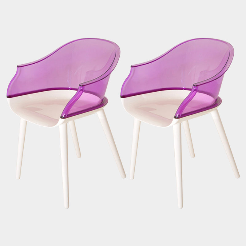 Contemporary Plastic Indoor-Outdoor Chair of 23'' Wide Dining Arm Chair Purple White Set of 2 Clearhalo ' kitchen&dining_furn' 'Dining Chairs' 'Dining Tables & Seating' 'dining_chair' 'Furniture' 'furniture_dining_chair' 'Kitchen & Dining Furniture' 'kitchen' 3522305
