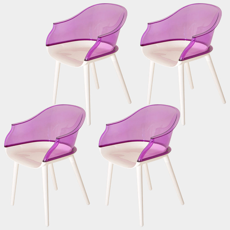 Contemporary Plastic Indoor-Outdoor Chair of 23'' Wide Dining Arm Chair Purple White Set of 4 Clearhalo ' kitchen&dining_furn' 'Dining Chairs' 'Dining Tables & Seating' 'dining_chair' 'Furniture' 'furniture_dining_chair' 'Kitchen & Dining Furniture' 'kitchen' 3522306