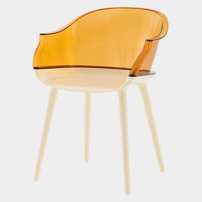 Contemporary Plastic Indoor-Outdoor Chair of 23'' Wide Dining Arm Chair Tan White 1 Piece Clearhalo ' kitchen&dining_furn' 'Dining Chairs' 'Dining Tables & Seating' 'dining_chair' 'Furniture' 'furniture_dining_chair' 'Kitchen & Dining Furniture' 'kitchen' 3522307