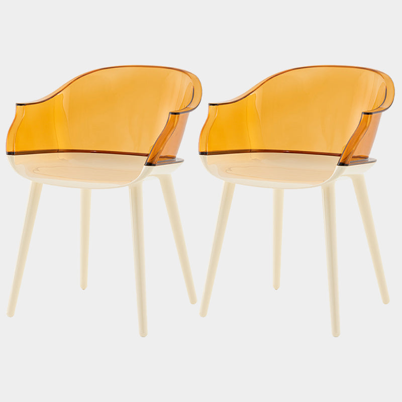 Contemporary Plastic Indoor-Outdoor Chair of 23'' Wide Dining Arm Chair Tan White Set of 2 Clearhalo ' kitchen&dining_furn' 'Dining Chairs' 'Dining Tables & Seating' 'dining_chair' 'Furniture' 'furniture_dining_chair' 'Kitchen & Dining Furniture' 'kitchen' 3522308