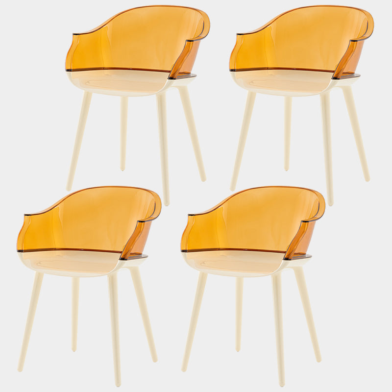 Contemporary Plastic Indoor-Outdoor Chair of 23'' Wide Dining Arm Chair Tan White Set of 4 Clearhalo ' kitchen&dining_furn' 'Dining Chairs' 'Dining Tables & Seating' 'dining_chair' 'Furniture' 'furniture_dining_chair' 'Kitchen & Dining Furniture' 'kitchen' 3522309