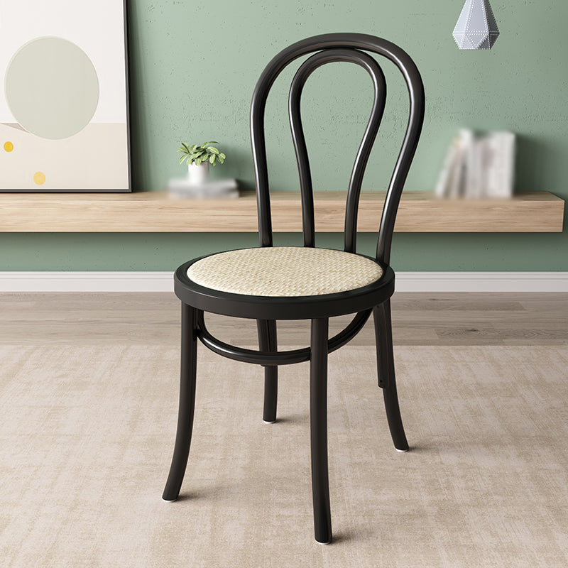 Modern Kitchen Windsor Back Dining Side Chair Solid Wood Dining Side Chair Black Wicker & Rattan 1 Piece Clearhalo ' kitchen&dining_furn' 'Dining Chairs' 'Dining Tables & Seating' 'dining_chair' 'Furniture' 'furniture_dining_chair' 'Kitchen & Dining Furniture' 'kitchen' 3522335