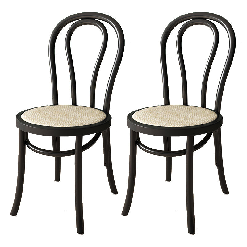 Modern Kitchen Windsor Back Dining Side Chair Solid Wood Dining Side Chair Black Wicker & Rattan Set of 2 Clearhalo ' kitchen&dining_furn' 'Dining Chairs' 'Dining Tables & Seating' 'dining_chair' 'Furniture' 'furniture_dining_chair' 'Kitchen & Dining Furniture' 'kitchen' 3522336