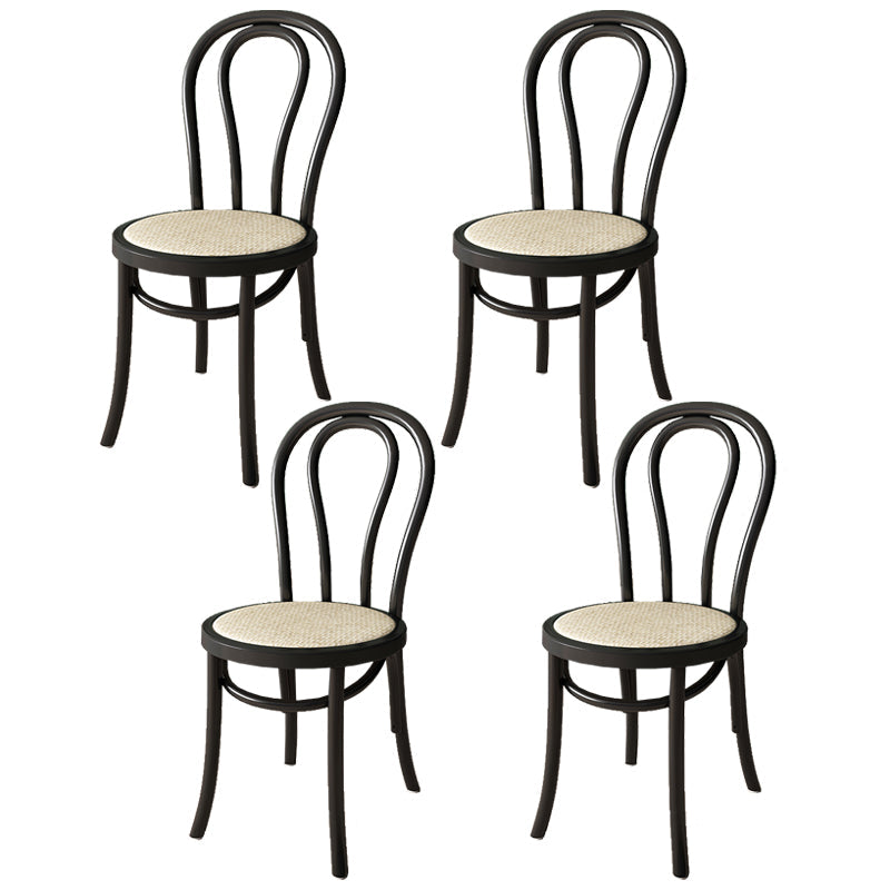 Modern Kitchen Windsor Back Dining Side Chair Solid Wood Dining Side Chair Black Wicker & Rattan Set of 4 Clearhalo ' kitchen&dining_furn' 'Dining Chairs' 'Dining Tables & Seating' 'dining_chair' 'Furniture' 'furniture_dining_chair' 'Kitchen & Dining Furniture' 'kitchen' 3522337