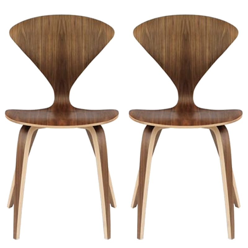 Contemporary Solid Wood Dining Chairs Armless Dining Chairs for Home Use Walnut 2 Piece Set Clearhalo ' kitchen&dining_furn' 'Dining Chairs' 'Dining Tables & Seating' 'dining_chair' 'furn' 'furn_dining_chair' 'Furniture' 'furniture_dining_chair' 'Kitchen & Dining Furniture' 'kitchen' 3522352