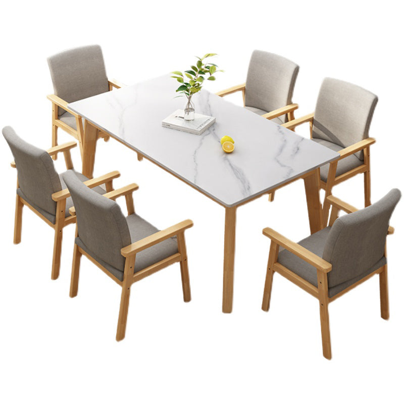 Minimalist Sintered Stone Top Kitchen Dining Set White Standard Dining Set with 4 Legs Table Clearhalo 'Dining Room Sets' 'Dining Tables & Seating' 'dining_room_set' 'furn' 'furn_dining_room_set' 'Furniture' 'furniture_dining_room_set' 'Kitchen & Dining Furniture' 'kitchen&dining_furn' 'kitchen' 3522477