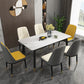 Modern Sintered Stone Table Set of 5/7 with Rectangle Table Dining Set with PU Leather Chairs Clearhalo 'Dining Room Sets' 'Dining Tables & Seating' 'dining_room_set' 'furn' 'furn_dining_room_set' 'Furniture' 'furniture_dining_room_set' 'Kitchen & Dining Furniture' 'kitchen&dining_furn' 'kitchen' 3522488