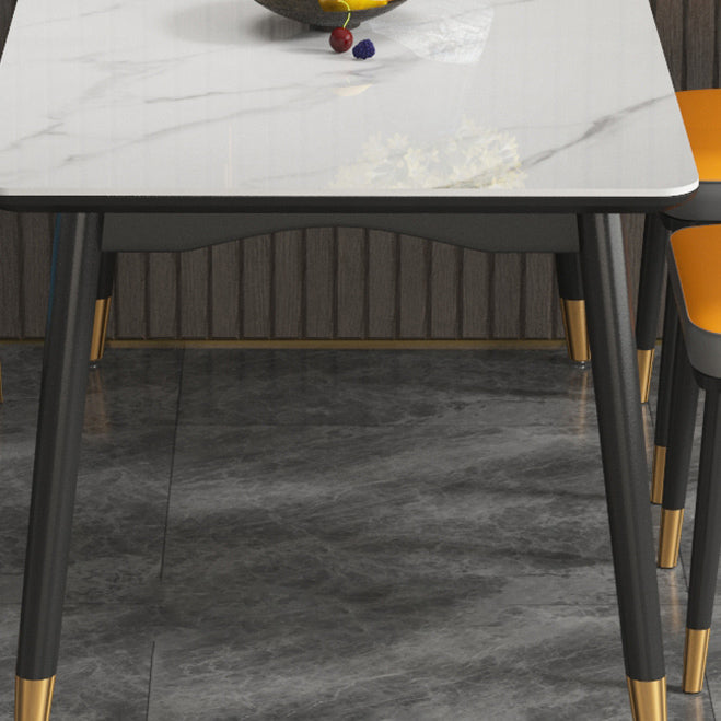 Modern Sintered Stone Table Set of 5/7 with Rectangle Table Dining Set with PU Leather Chairs Clearhalo 'Dining Room Sets' 'Dining Tables & Seating' 'dining_room_set' 'furn' 'furn_dining_room_set' 'Furniture' 'furniture_dining_room_set' 'Kitchen & Dining Furniture' 'kitchen&dining_furn' 'kitchen' 3522493