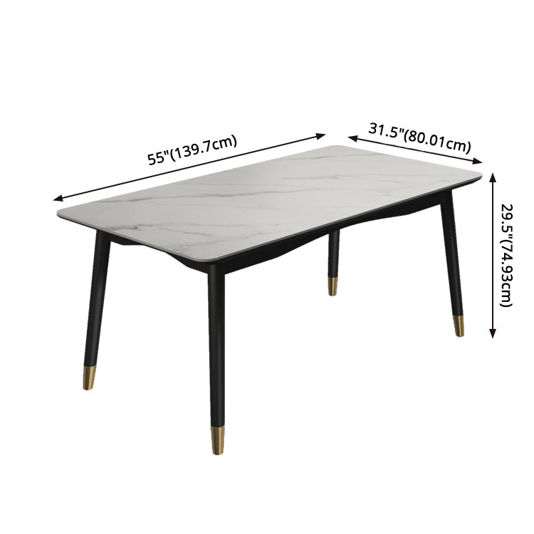 Modern Sintered Stone Table Set of 5/7 with Rectangle Table Dining Set with PU Leather Chairs Clearhalo 'Dining Room Sets' 'Dining Tables & Seating' 'dining_room_set' 'furn' 'furn_dining_room_set' 'Furniture' 'furniture_dining_room_set' 'Kitchen & Dining Furniture' 'kitchen&dining_furn' 'kitchen' 3522498