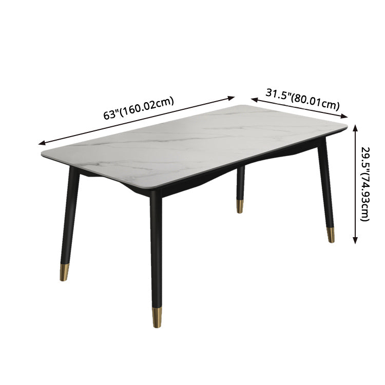 Modern Sintered Stone Table Set of 5/7 with Rectangle Table Dining Set with PU Leather Chairs Clearhalo 'Dining Room Sets' 'Dining Tables & Seating' 'dining_room_set' 'furn' 'furn_dining_room_set' 'Furniture' 'furniture_dining_room_set' 'Kitchen & Dining Furniture' 'kitchen&dining_furn' 'kitchen' 3522499