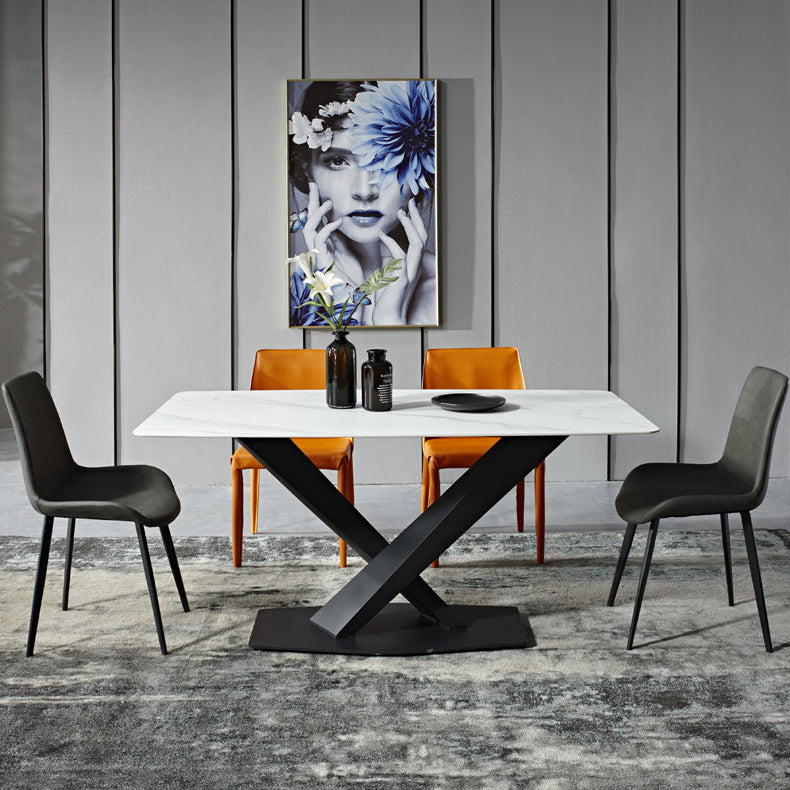 Dining Room Sets Contemporary with Sintered Stone Dining Table and Cushion Chairs 70.9"L x 35.4"W x 29.5"H Clearhalo 'Dining Room Sets' 'Dining Tables & Seating' 'dining_room_set' 'furn' 'furn_dining_room_set' 'Furniture' 'furniture_dining_room_set' 'Kitchen & Dining Furniture' 'kitchen&dining_furn' 'kitchen' 3522501