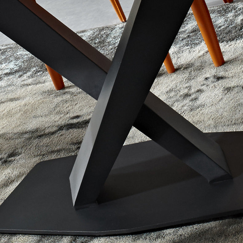 Dining Room Sets Contemporary with Sintered Stone Dining Table and Cushion Chairs Clearhalo 'Dining Room Sets' 'Dining Tables & Seating' 'dining_room_set' 'furn' 'furn_dining_room_set' 'Furniture' 'furniture_dining_room_set' 'Kitchen & Dining Furniture' 'kitchen&dining_furn' 'kitchen' 3522504