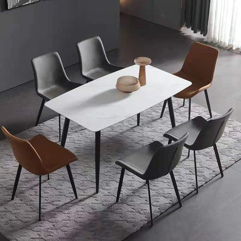 Dining Room Set Modern with Sintered Stone Dining Table and Padded Chairs 7 Piece Set Clearhalo 'Dining Room Sets' 'Dining Tables & Seating' 'dining_room_set' 'furn' 'furn_dining_room_set' 'Furniture' 'furniture_dining_room_set' 'Kitchen & Dining Furniture' 'kitchen&dining_furn' 'kitchen' 3522518