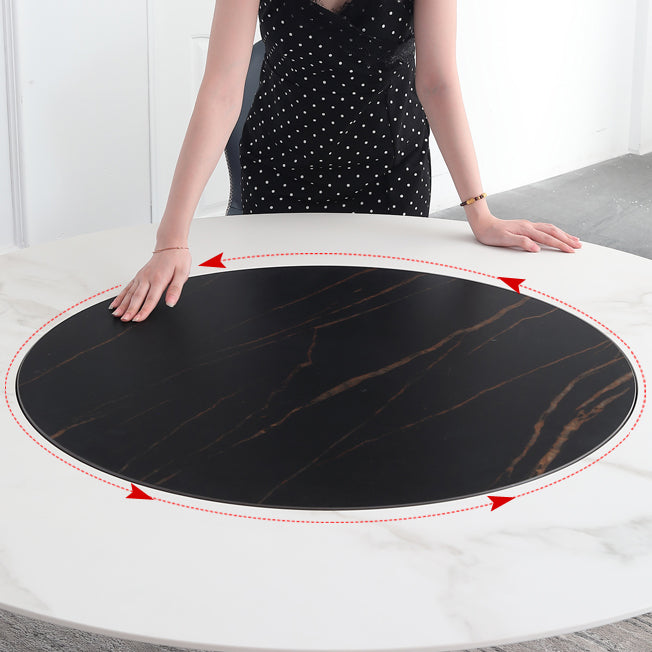 Modern Style Round Shape Dining Set Sintered Stone Top Dining Table Furniture for Restaurant Clearhalo 'Dining Room Sets' 'Dining Tables & Seating' 'dining_room_set' 'furn' 'furn_dining_room_set' 'Furniture' 'furniture_dining_room_set' 'Kitchen & Dining Furniture' 'kitchen&dining_furn' 'kitchen' 3522531