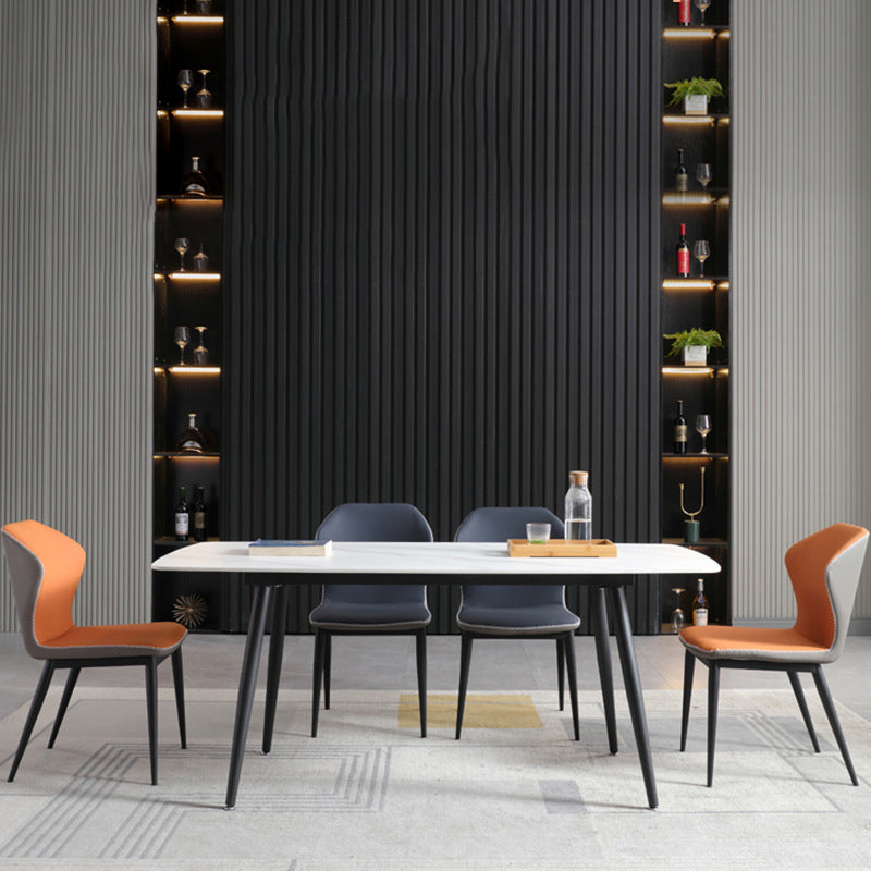 Contemporary Table Set with Sintered Stone Table and Upholstered Chairs 5 Piece Set Clearhalo 'Dining Room Sets' 'Dining Tables & Seating' 'dining_room_set' 'furn' 'furn_dining_room_set' 'Furniture' 'furniture_dining_room_set' 'Kitchen & Dining Furniture' 'kitchen&dining_furn' 'kitchen' 3522538