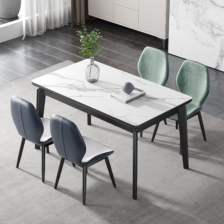 Modern Sintered Stone Table Set of 5/7 with Rectangle Table Dining Set with PU Leather Chairs Clearhalo 'Dining Room Sets' 'Dining Tables & Seating' 'dining_room_set' 'furn' 'furn_dining_room_set' 'Furniture' 'furniture_dining_room_set' 'Kitchen & Dining Furniture' 'kitchen&dining_furn' 'kitchen' 3522551