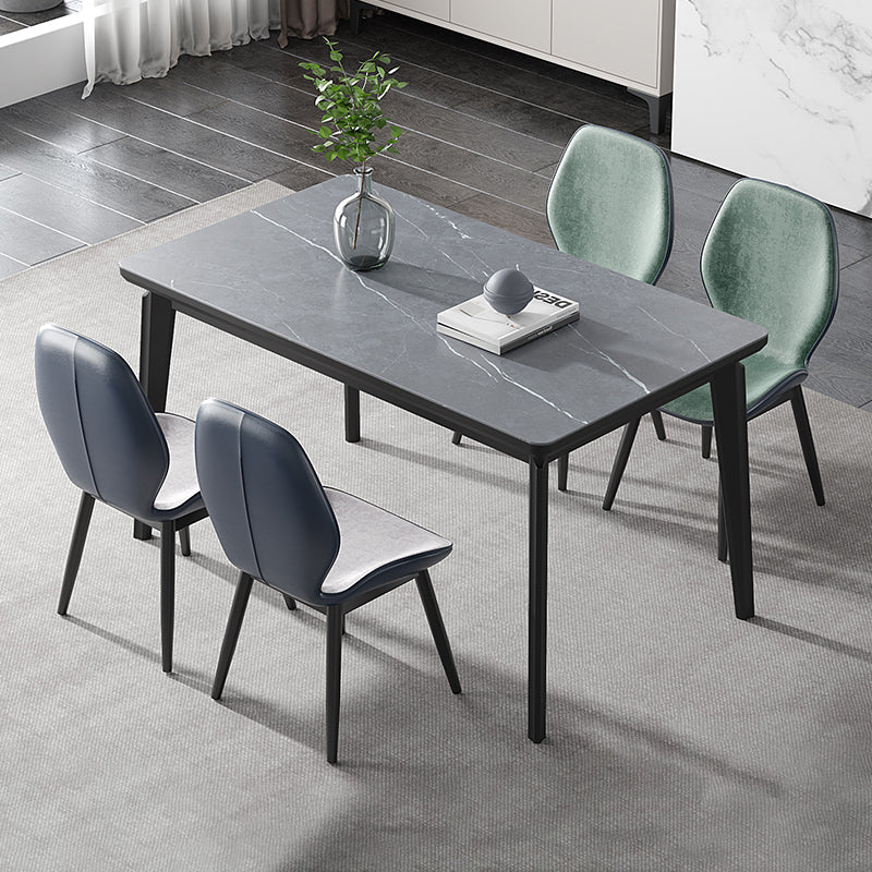 Modern Sintered Stone Table Set of 5/7 with Rectangle Table Dining Set with PU Leather Chairs Clearhalo 'Dining Room Sets' 'Dining Tables & Seating' 'dining_room_set' 'furn' 'furn_dining_room_set' 'Furniture' 'furniture_dining_room_set' 'Kitchen & Dining Furniture' 'kitchen&dining_furn' 'kitchen' 3522552