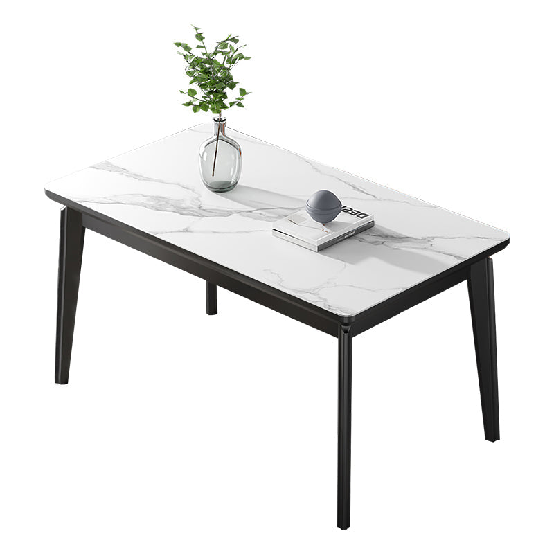 Modern Sintered Stone Table Set of 5/7 with Rectangle Table Dining Set with PU Leather Chairs Clearhalo 'Dining Room Sets' 'Dining Tables & Seating' 'dining_room_set' 'furn' 'furn_dining_room_set' 'Furniture' 'furniture_dining_room_set' 'Kitchen & Dining Furniture' 'kitchen&dining_furn' 'kitchen' 3522554