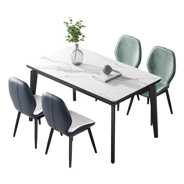 Modern Sintered Stone Table Set of 5/7 with Rectangle Table Dining Set with PU Leather Chairs Clearhalo 'Dining Room Sets' 'Dining Tables & Seating' 'dining_room_set' 'furn' 'furn_dining_room_set' 'Furniture' 'furniture_dining_room_set' 'Kitchen & Dining Furniture' 'kitchen&dining_furn' 'kitchen' 3522555
