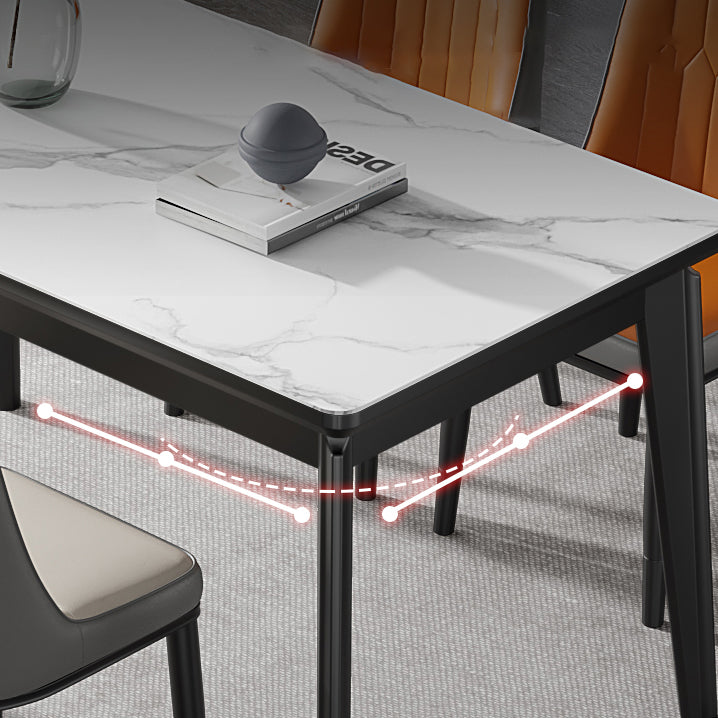 Modern Sintered Stone Table Set of 5/7 with Rectangle Table Dining Set with PU Leather Chairs Clearhalo 'Dining Room Sets' 'Dining Tables & Seating' 'dining_room_set' 'furn' 'furn_dining_room_set' 'Furniture' 'furniture_dining_room_set' 'Kitchen & Dining Furniture' 'kitchen&dining_furn' 'kitchen' 3522557