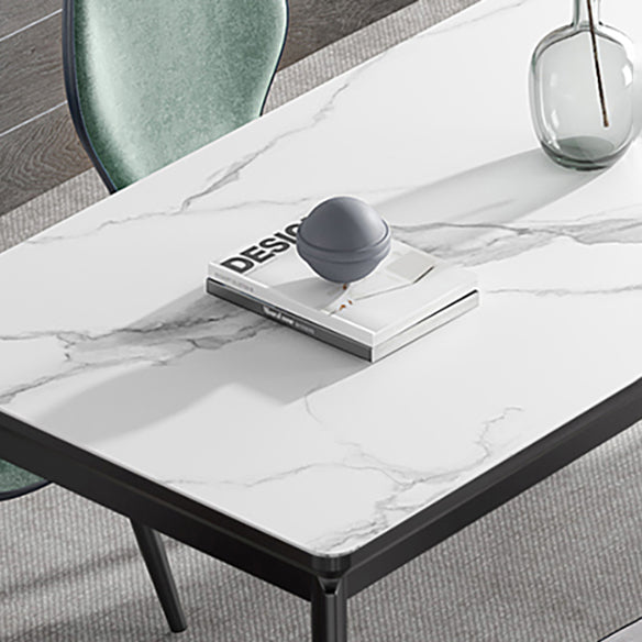 Modern Sintered Stone Table Set of 5/7 with Rectangle Table Dining Set with PU Leather Chairs Clearhalo 'Dining Room Sets' 'Dining Tables & Seating' 'dining_room_set' 'furn' 'furn_dining_room_set' 'Furniture' 'furniture_dining_room_set' 'Kitchen & Dining Furniture' 'kitchen&dining_furn' 'kitchen' 3522558