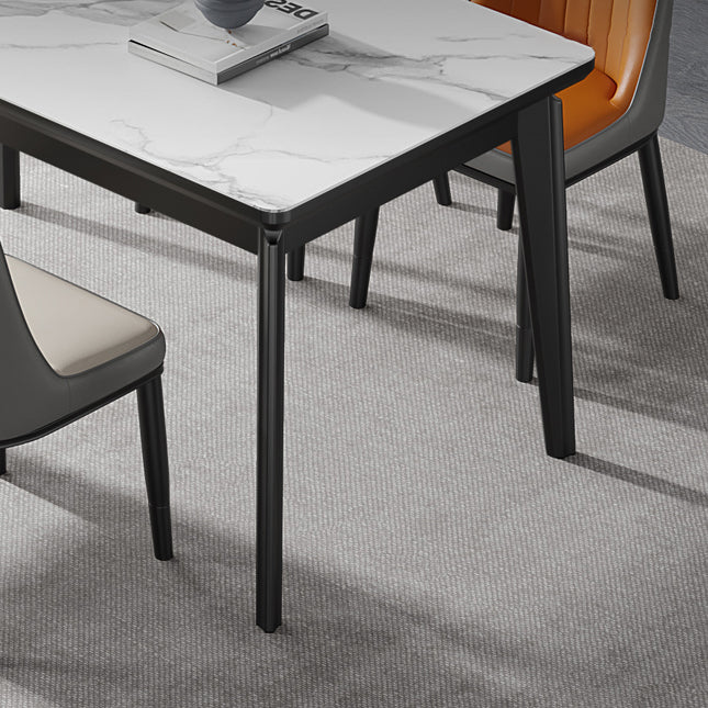 Modern Sintered Stone Table Set of 5/7 with Rectangle Table Dining Set with PU Leather Chairs Clearhalo 'Dining Room Sets' 'Dining Tables & Seating' 'dining_room_set' 'furn' 'furn_dining_room_set' 'Furniture' 'furniture_dining_room_set' 'Kitchen & Dining Furniture' 'kitchen&dining_furn' 'kitchen' 3522559