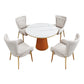 Modern Style Sintered Stone Dining Set with Round Shape Dinette Set with Pedestal Base Orange 5 Piece Set Clearhalo 'Dining Room Sets' 'Dining Tables & Seating' 'dining_room_set' 'furn' 'furn_dining_room_set' 'Furniture' 'furniture_dining_room_set' 'Kitchen & Dining Furniture' 'kitchen&dining_furn' 'kitchen' 3522564