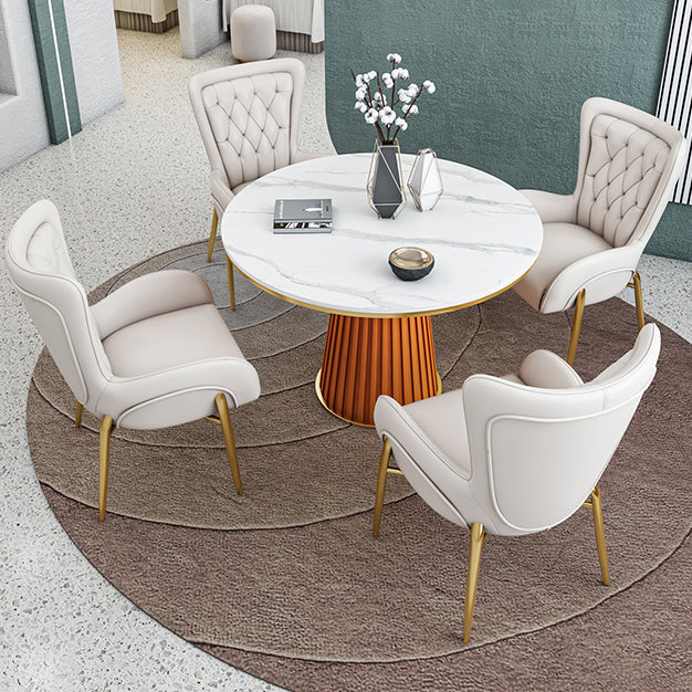 Modern Style Sintered Stone Dining Set with Round Shape Dinette Set with Pedestal Base Clearhalo 'Dining Room Sets' 'Dining Tables & Seating' 'dining_room_set' 'furn' 'furn_dining_room_set' 'Furniture' 'furniture_dining_room_set' 'Kitchen & Dining Furniture' 'kitchen&dining_furn' 'kitchen' 3522568
