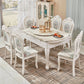 Glam Style Kitchen Marble Top Furniture of Standard Height Formal Dining RoomTable Set White 7 Piece Set Clearhalo 'Dining Room Sets' 'Dining Tables & Seating' 'dining_room_set' 'furn' 'furn_dining_room_set' 'Furniture' 'furniture_dining_room_set' 'Kitchen & Dining Furniture' 'kitchen&dining_furn' 'kitchen' 3522588