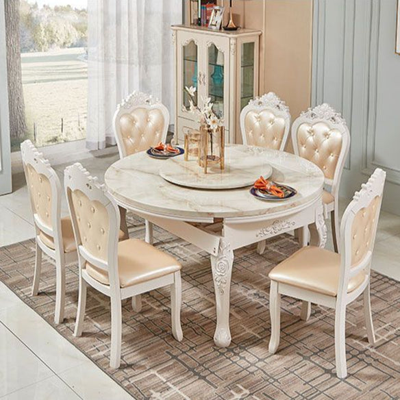 Glam Style Kitchen Marble Top Furniture of Standard Height Formal Dining RoomTable Set Clearhalo 'Dining Room Sets' 'Dining Tables & Seating' 'dining_room_set' 'furn' 'furn_dining_room_set' 'Furniture' 'furniture_dining_room_set' 'Kitchen & Dining Furniture' 'kitchen&dining_furn' 'kitchen' 3522597