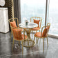 Glam Sintered Stone Dining Room Set with Round Table and Metal Base Formal Dining Table Furniture Orange 5 Piece Set Clearhalo 'Dining Room Sets' 'Dining Tables & Seating' 'dining_room_set' 'furn' 'furn_dining_room_set' 'Furniture' 'furniture_dining_room_set' 'Kitchen & Dining Furniture' 'kitchen&dining_furn' 'kitchen' 3522618