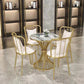 Glam Sintered Stone Dining Room Set with Round Table and Metal Base Formal Dining Table Furniture Clearhalo 'Dining Room Sets' 'Dining Tables & Seating' 'dining_room_set' 'furn' 'furn_dining_room_set' 'Furniture' 'furniture_dining_room_set' 'Kitchen & Dining Furniture' 'kitchen&dining_furn' 'kitchen' 3522627