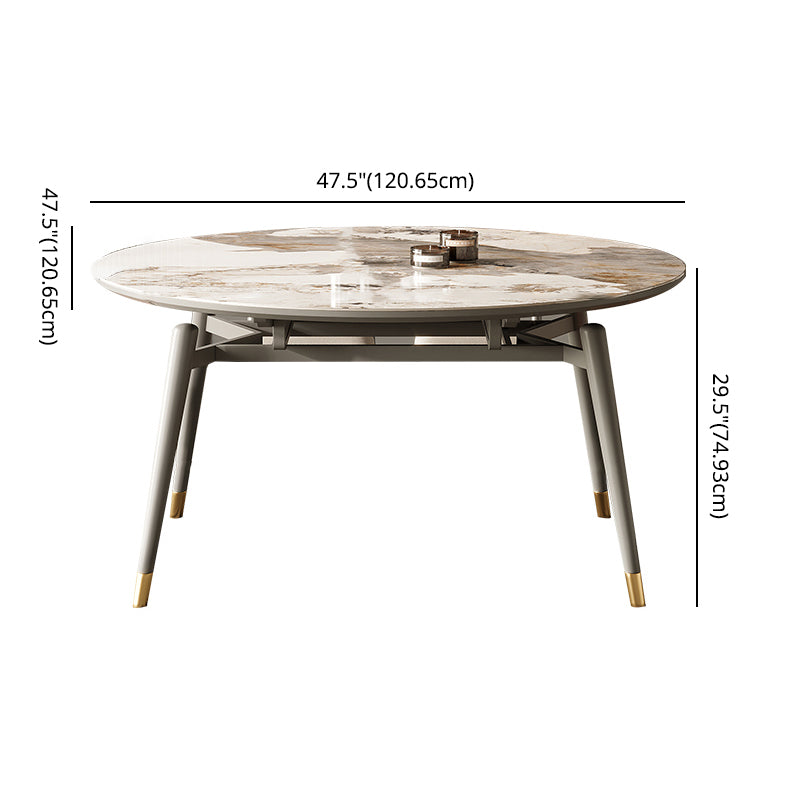 Scandinavian Sintered Stone Table Set of 5/7 with Round Table Retractable Dining Set Clearhalo 'Dining Room Sets' 'Dining Tables & Seating' 'dining_room_set' 'furn' 'furn_dining_room_set' 'Furniture' 'furniture_dining_room_set' 'Kitchen & Dining Furniture' 'kitchen&dining_furn' 'kitchen' 3522652
