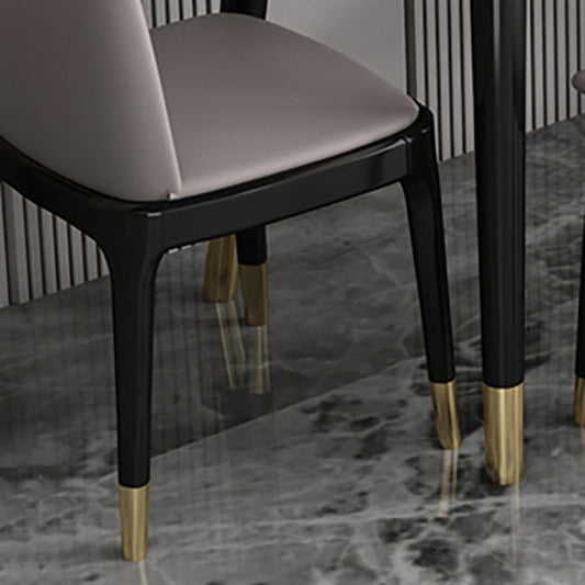 Glam Sintered Stone Rectangle Dining Room Set Space-Saving Design Dining Table Furniture Clearhalo 'Dining Room Sets' 'Dining Tables & Seating' 'dining_room_set' 'Furniture' 'furniture_dining_room_set' 'Kitchen & Dining Furniture' 'kitchen&dining_furn' 'kitchen' 3522661