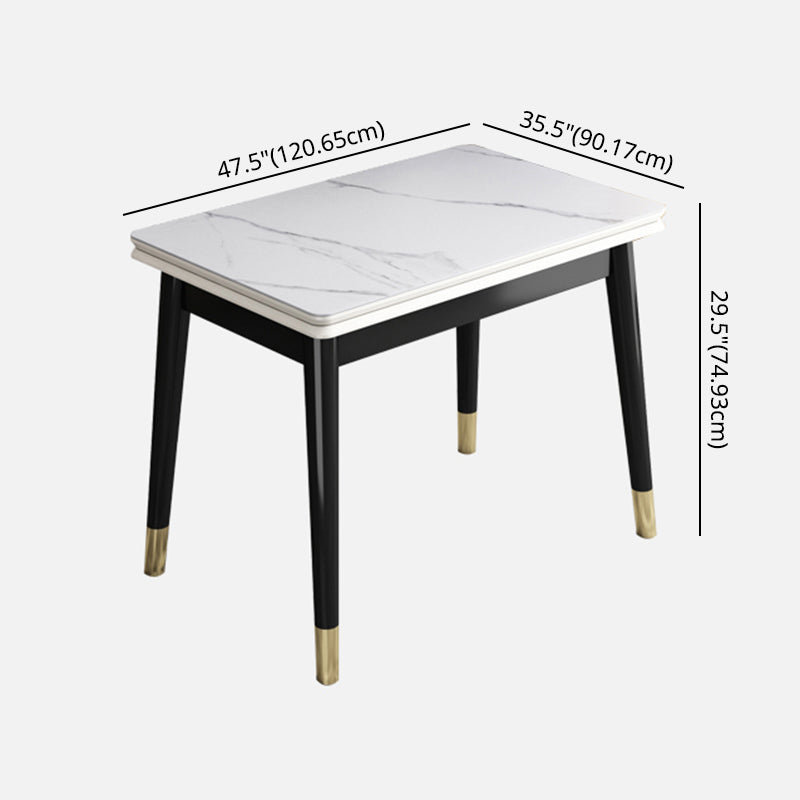 Glam Sintered Stone Rectangle Dining Room Set Space-Saving Design Dining Table Furniture Clearhalo 'Dining Room Sets' 'Dining Tables & Seating' 'dining_room_set' 'Furniture' 'furniture_dining_room_set' 'Kitchen & Dining Furniture' 'kitchen&dining_furn' 'kitchen' 3522662