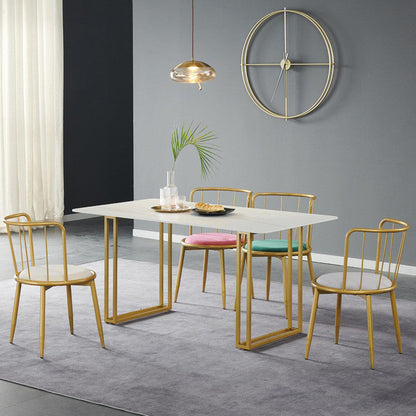 Glam Style Sintered Stone White Dining Room Set with Rectangle Table Formal Dining Table Furniture 5 Piece Set Clearhalo 'Dining Room Sets' 'Dining Tables & Seating' 'dining_room_set' 'furn' 'furn_dining_room_set' 'Furniture' 'furniture_dining_room_set' 'Kitchen & Dining Furniture' 'kitchen&dining_furn' 'kitchen' 3522665