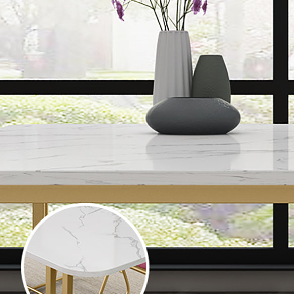 Glam Style Sintered Stone White Dining Room Set with Rectangle Table Formal Dining Table Furniture Clearhalo 'Dining Room Sets' 'Dining Tables & Seating' 'dining_room_set' 'furn' 'furn_dining_room_set' 'Furniture' 'furniture_dining_room_set' 'Kitchen & Dining Furniture' 'kitchen&dining_furn' 'kitchen' 3522671