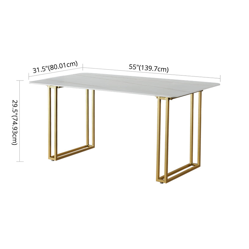 Glam Style Sintered Stone White Dining Room Set with Rectangle Table Formal Dining Table Furniture Clearhalo 'Dining Room Sets' 'Dining Tables & Seating' 'dining_room_set' 'furn' 'furn_dining_room_set' 'Furniture' 'furniture_dining_room_set' 'Kitchen & Dining Furniture' 'kitchen&dining_furn' 'kitchen' 3522675