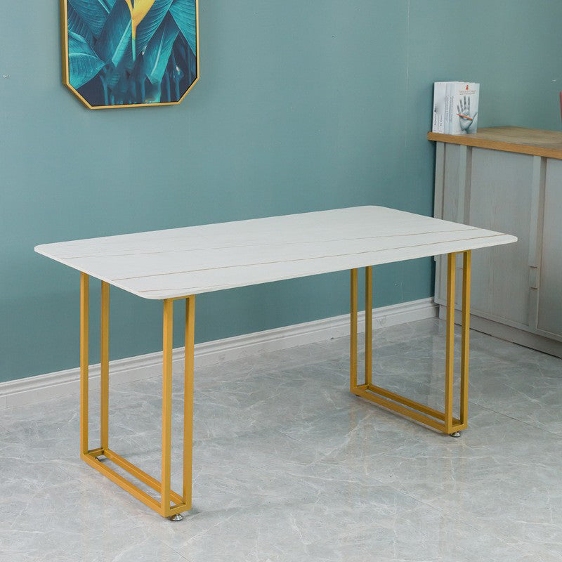 Glam Style Sintered Stone White Dining Room Set with Rectangle Table Formal Dining Table Furniture Clearhalo 'Dining Room Sets' 'Dining Tables & Seating' 'dining_room_set' 'furn' 'furn_dining_room_set' 'Furniture' 'furniture_dining_room_set' 'Kitchen & Dining Furniture' 'kitchen&dining_furn' 'kitchen' 3522680