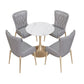 Glam Style Sintered Stone White Dining¬†Room¬†Set with Round Table Dining Table Furniture Clearhalo 'Dining Room Sets' 'Dining Tables & Seating' 'dining_room_set' 'furn' 'furn_dining_room_set' 'Furniture' 'furniture_dining_room_set' 'Kitchen & Dining Furniture' 'kitchen&dining_furn' 'kitchen' 3522682