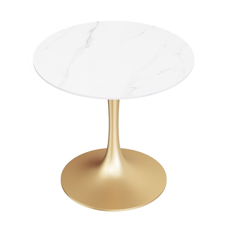 Glam Style Sintered Stone White Dining¬†Room¬†Set with Round Table Dining Table Furniture Clearhalo 'Dining Room Sets' 'Dining Tables & Seating' 'dining_room_set' 'furn' 'furn_dining_room_set' 'Furniture' 'furniture_dining_room_set' 'Kitchen & Dining Furniture' 'kitchen&dining_furn' 'kitchen' 3522687