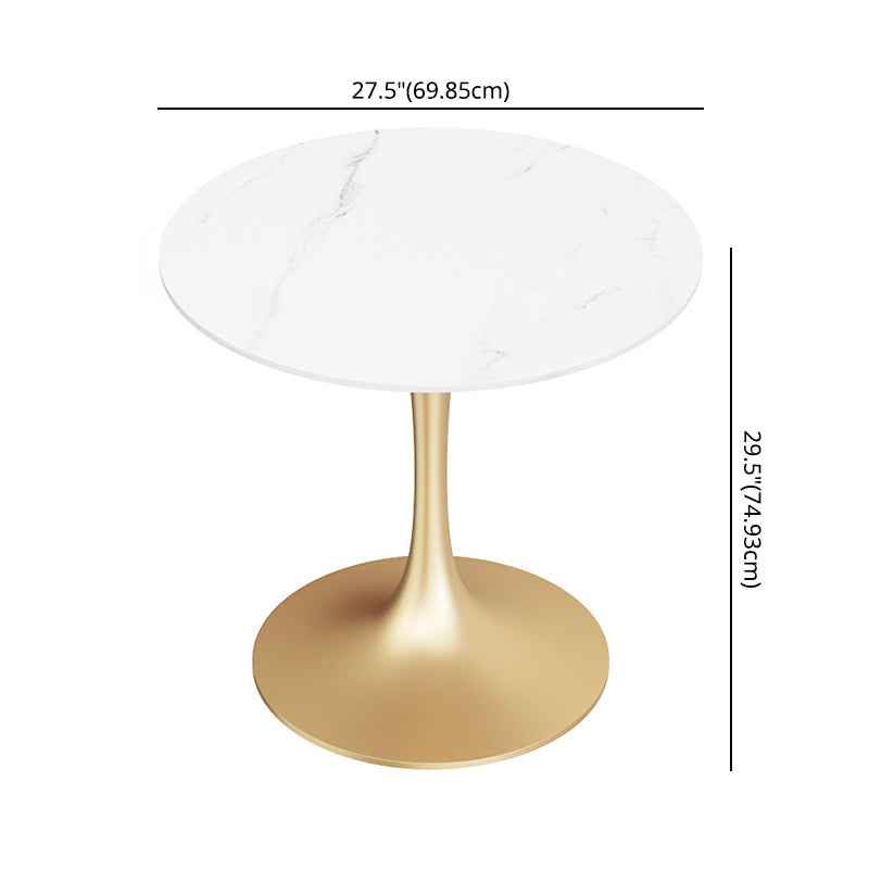 Glam Style Sintered Stone White Dining¬†Room¬†Set with Round Table Dining Table Furniture Clearhalo 'Dining Room Sets' 'Dining Tables & Seating' 'dining_room_set' 'furn' 'furn_dining_room_set' 'Furniture' 'furniture_dining_room_set' 'Kitchen & Dining Furniture' 'kitchen&dining_furn' 'kitchen' 3522691