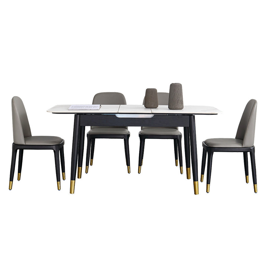 Minimalist Sintered Stone Extendable Dining Set Rectangle Shape White Dining Set for Kitchen 5 Piece Set Clearhalo 'Dining Room Sets' 'Dining Tables & Seating' 'dining_room_set' 'furn' 'furn_dining_room_set' 'Furniture' 'furniture_dining_room_set' 'Kitchen & Dining Furniture' 'kitchen&dining_furn' 'kitchen' 3522700