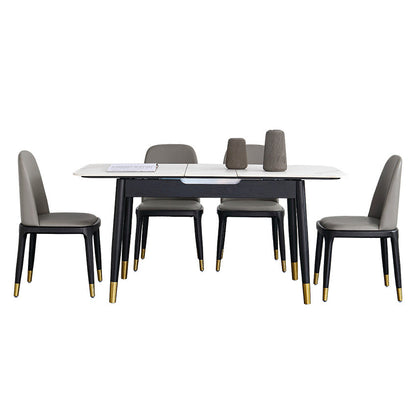 Minimalist Sintered Stone Extendable Dining Set Rectangle Shape White Dining Set for Kitchen 5 Piece Set Clearhalo 'Dining Room Sets' 'Dining Tables & Seating' 'dining_room_set' 'furn' 'furn_dining_room_set' 'Furniture' 'furniture_dining_room_set' 'Kitchen & Dining Furniture' 'kitchen&dining_furn' 'kitchen' 3522700