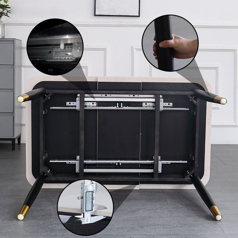 Minimalist Sintered Stone Extendable Dining Set Rectangle Shape White Dining Set for Kitchen Clearhalo 'Dining Room Sets' 'Dining Tables & Seating' 'dining_room_set' 'furn' 'furn_dining_room_set' 'Furniture' 'furniture_dining_room_set' 'Kitchen & Dining Furniture' 'kitchen&dining_furn' 'kitchen' 3522704